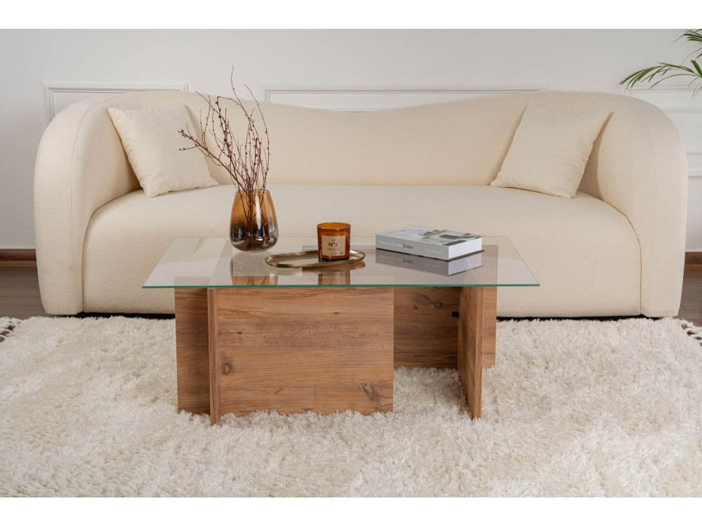 Mesa baja de madera "Vetrino" - 105 x 65 x 40 cm - Pino Atlántico