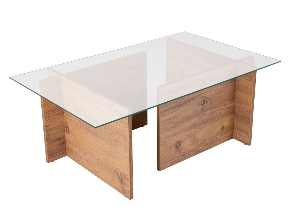 Mesa baja de madera "Vetrino" - 105 x 65 x 40 cm - Pino Atlántico