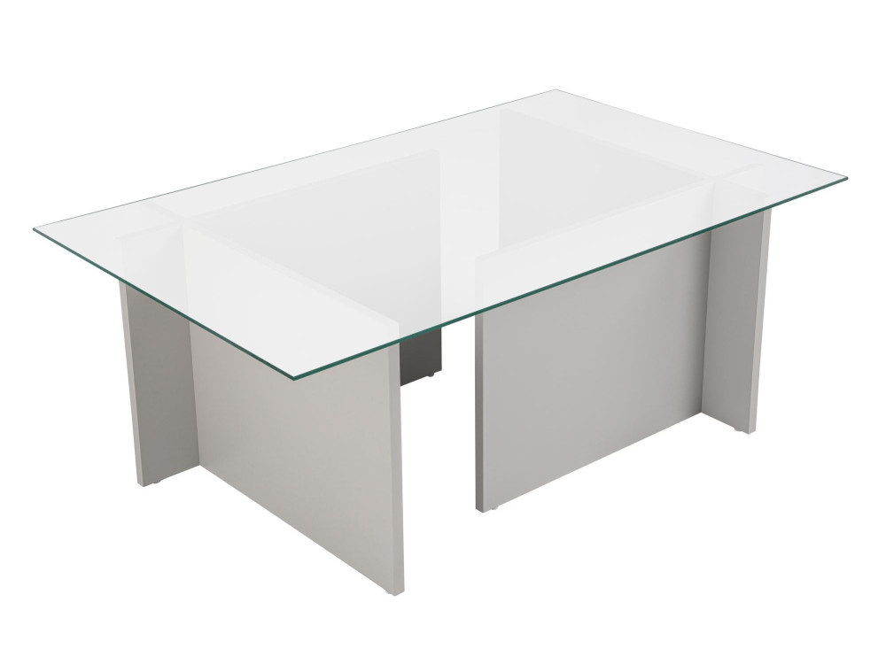 Mesa baja de cristal "Vetrino" 105 x 65 x 40 cm - Gris