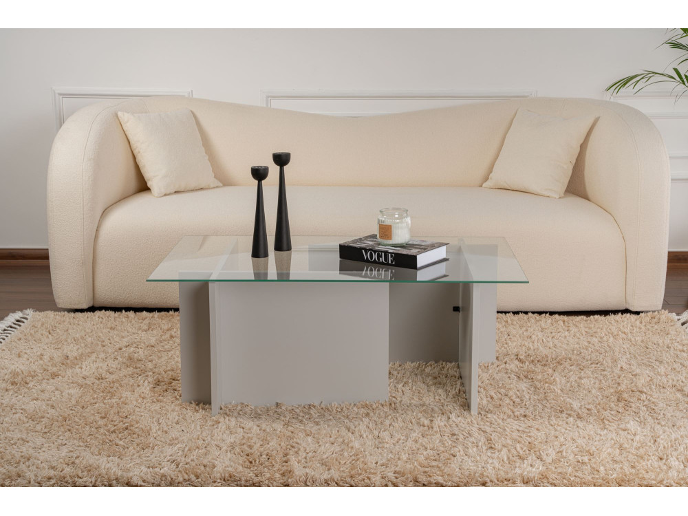 Mesa baja de cristal "Vetrino" 105 x 65 x 40 cm - Gris