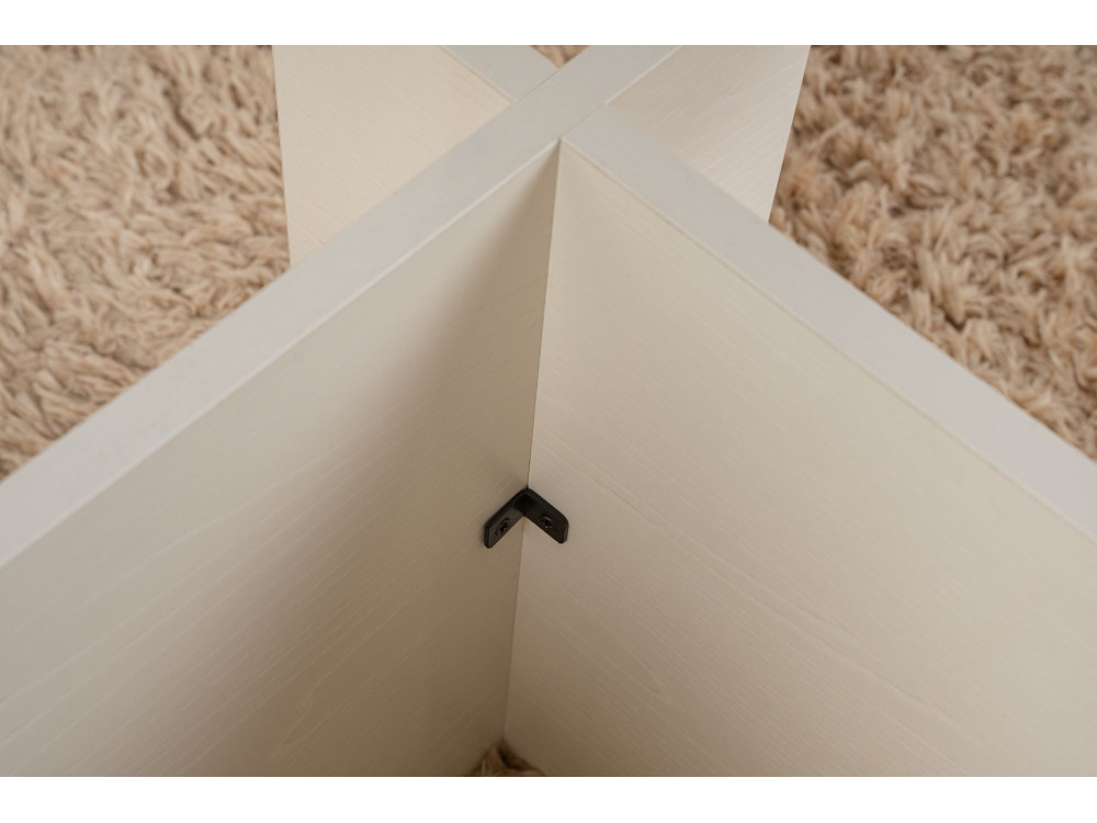 Mesa baja de cristal "Vetrino" 105 x 65 x 40 cm - Madera blanca
