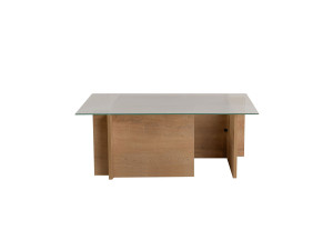 Mesa baja de cristal "Vetrino" 105 x 65 x 40 cm - Roble miel