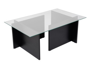 Mesa baja de cristal "Vetrino" 105 x 65 x 40 cm - Madera negra