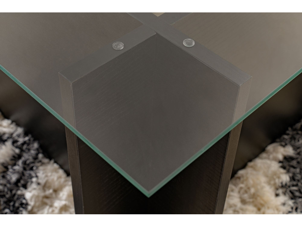 Mesa baja de cristal "Vetrino" 105 x 65 x 40 cm - Madera negra