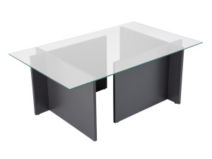 Mesa baja de cristal "Vetrino" 105 x 65 x 40 cm - Antracita