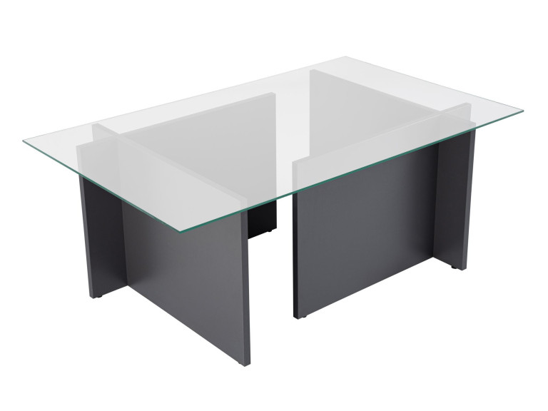 Mesa baja de cristal "Vetrino" 105 x 65 x 40 cm - Antracita