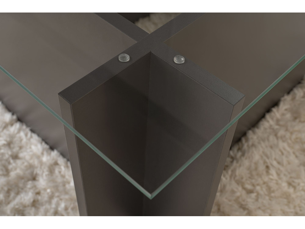 Mesa baja de cristal "Vetrino" 105 x 65 x 40 cm - Antracita