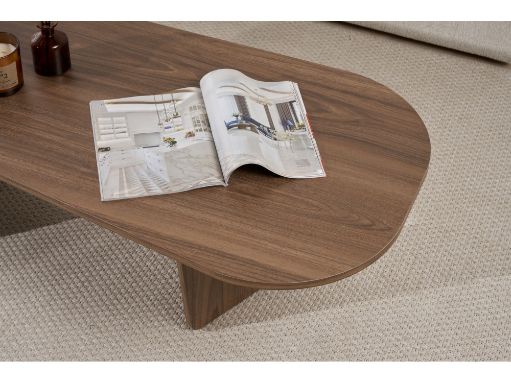 Mesa baja de madera "Ovalis" - 130 x 65 x 40 cm - Nogal
