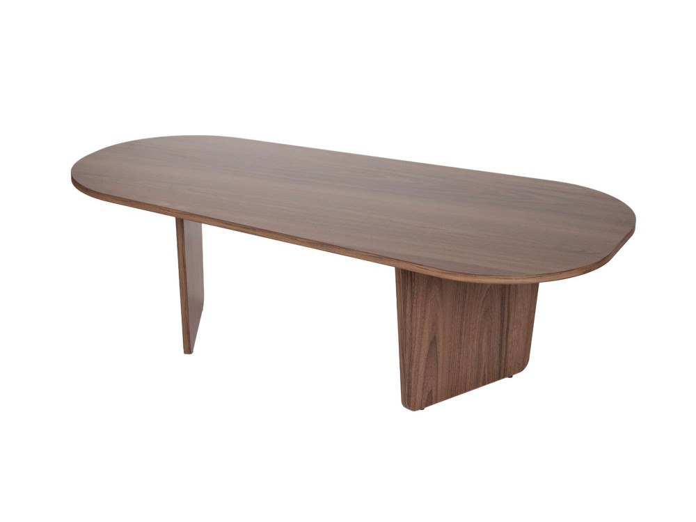 Mesa baja de madera "Ovalis" - 130 x 65 x 40 cm - Nogal