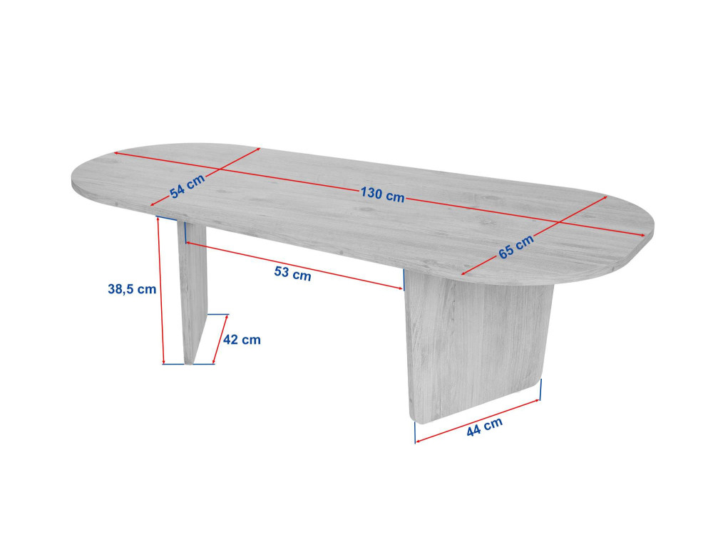 Mesa baja de madera "Ovalis" - 130 x 65 x 40 cm - Nogal
