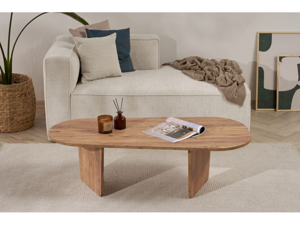 Mesa baja de madera "Ovalis" - 130 x 65 x 40 cm - Pino Atlántico