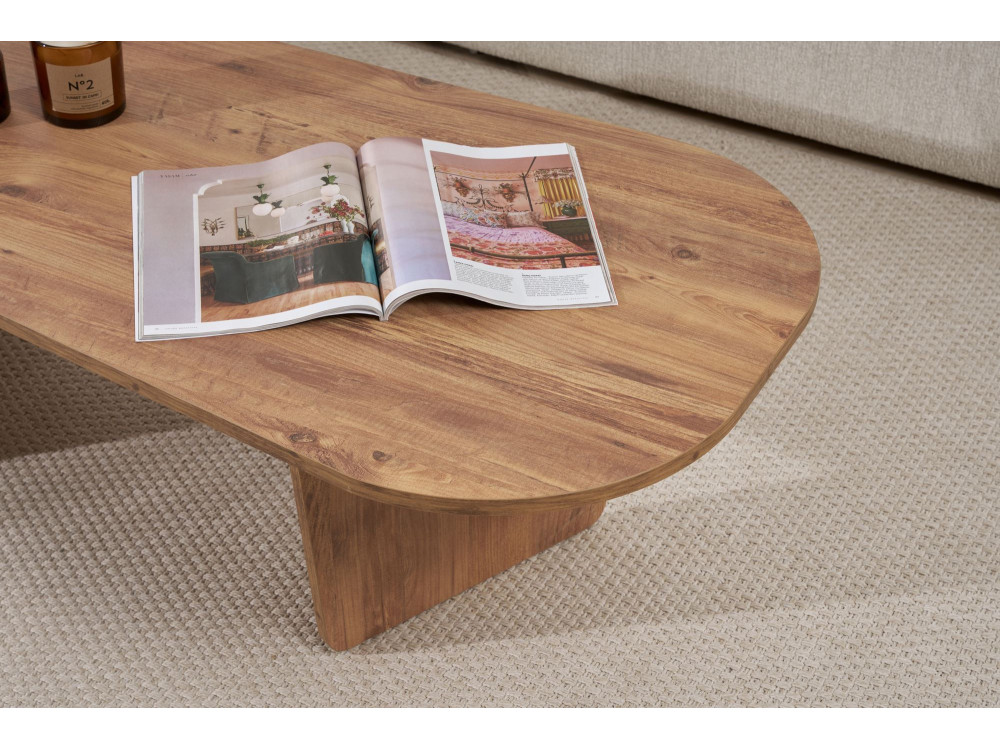 Mesa baja de madera "Ovalis" - 130 x 65 x 40 cm - Pino Atlántico