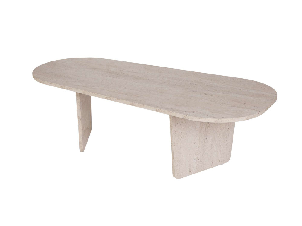 Mesa baja de madera "Ovalis" - 130 x 65 x 40 cm - Travertino