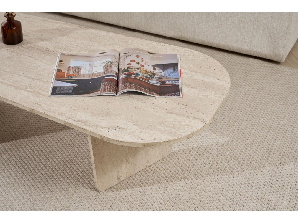 Mesa baja de madera "Ovalis" - 130 x 65 x 40 cm - Travertino