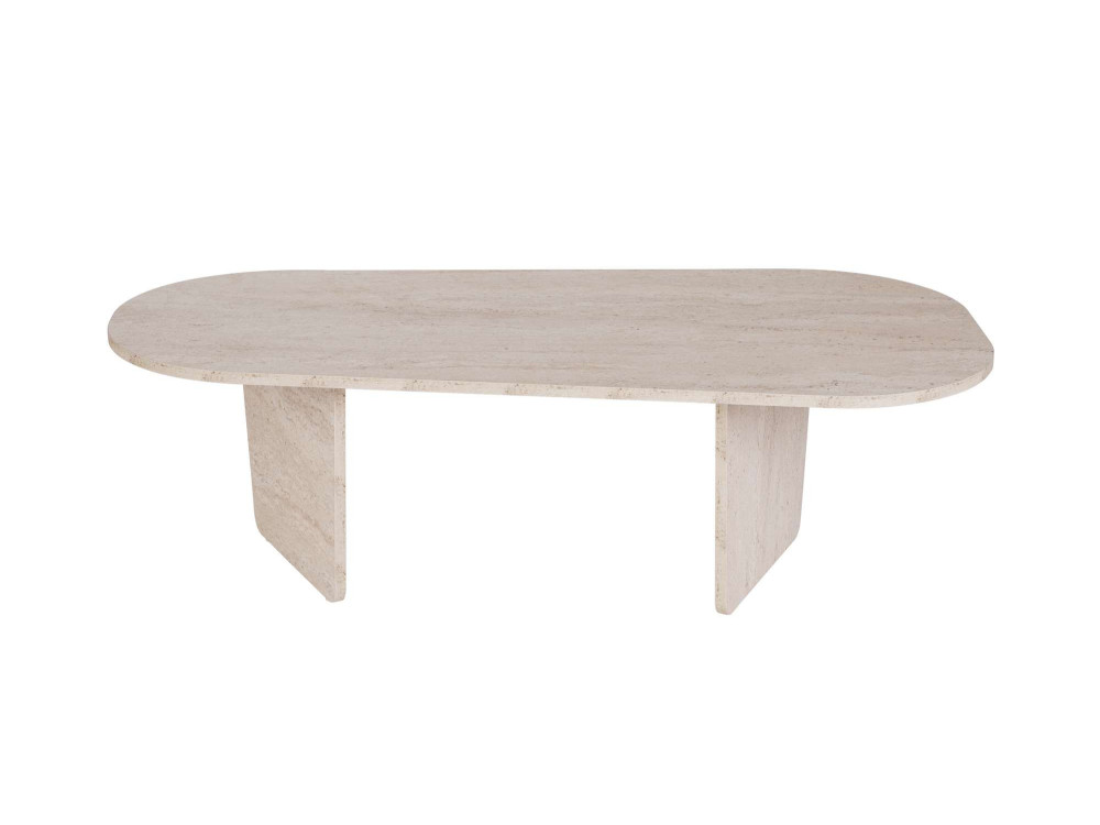 Mesa baja de madera "Ovalis" - 130 x 65 x 40 cm - Travertino