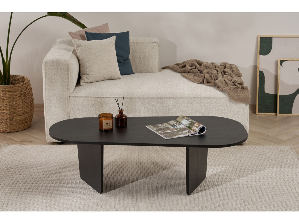 Mesa baja de madera "Ovalis" - 130 x 65 x 40 cm - Madera negra