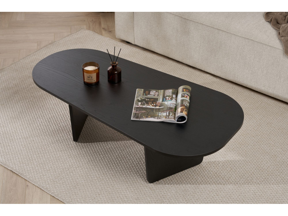 Mesa baja de madera "Ovalis" - 130 x 65 x 40 cm - Madera negra