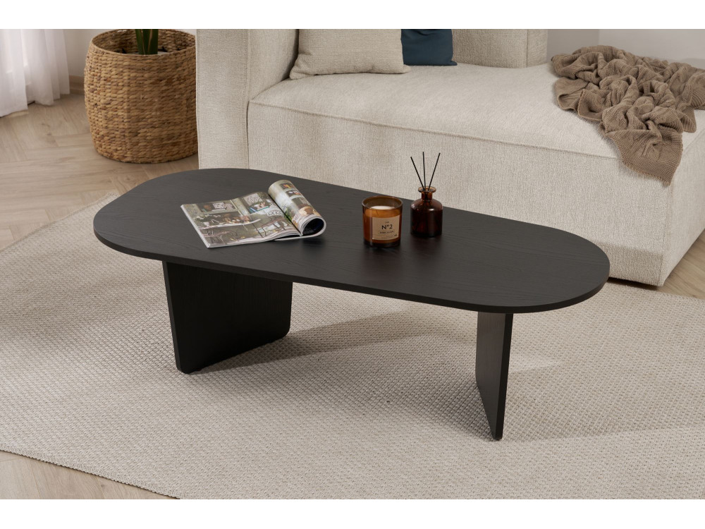 Mesa baja de madera "Ovalis" - 130 x 65 x 40 cm - Madera negra