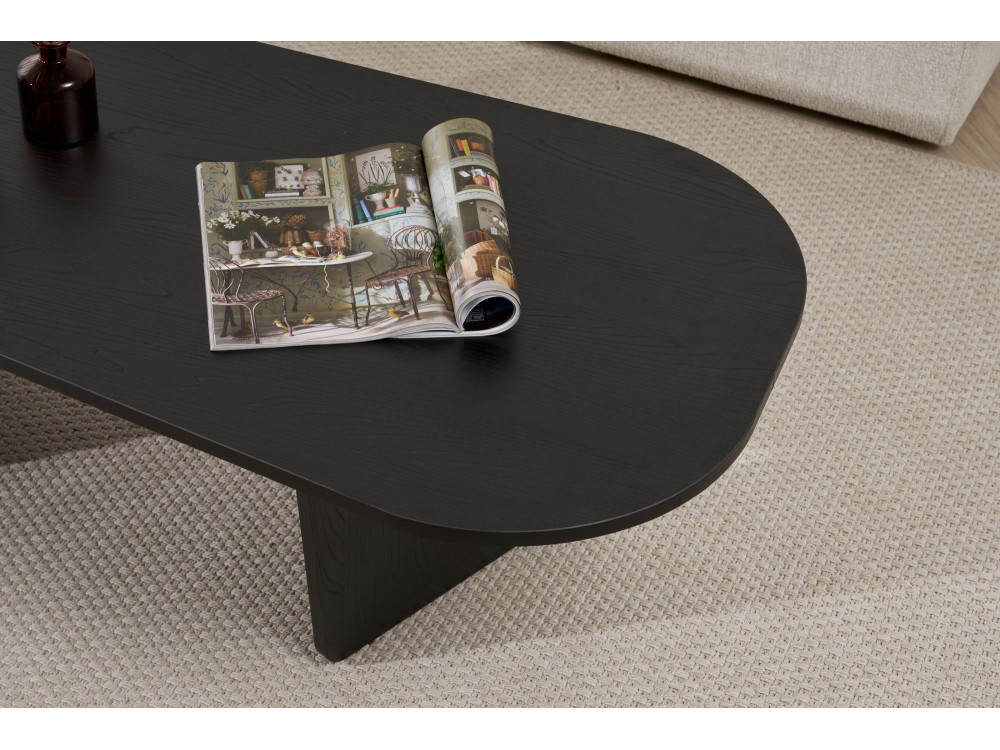 Mesa baja de madera "Ovalis" - 130 x 65 x 40 cm - Madera negra