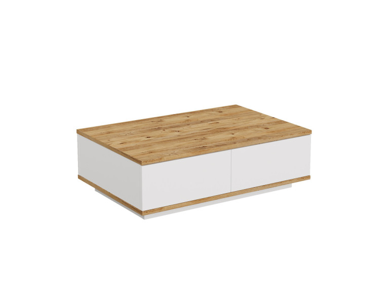 Mesa baja de madera "FR14" - 90 x 60 x 28 cm - Pino AtlánticoBlanco