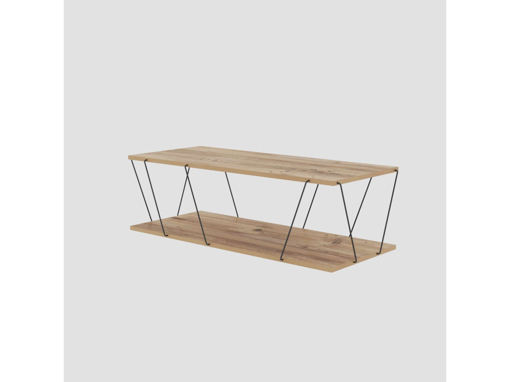 Mesa baja de madera "Zisino" - 120 x 50 x 30 cm - Marrón