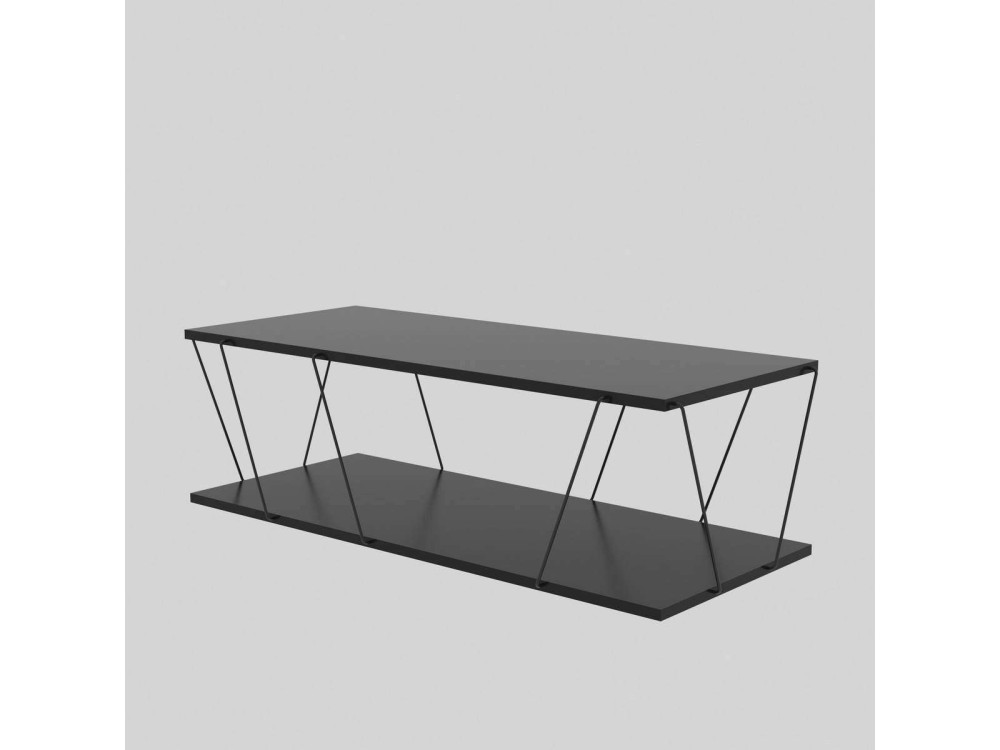 Mesa baja de madera "Zisino" - 120 x 50 x 30 cm - Gris antracita