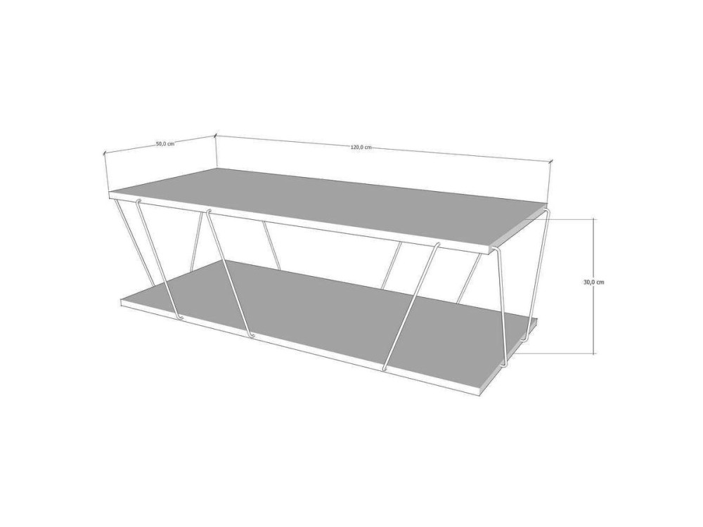 Mesa baja de madera "Zisino" - 120 x 50 x 30 cm - Gris antracita
