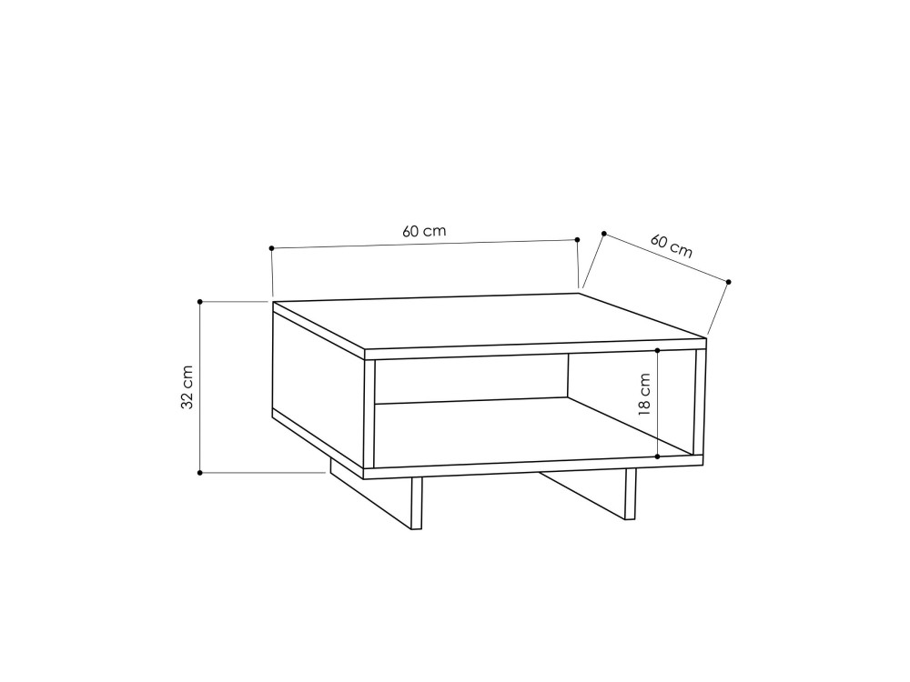 Mesa baja de madera "Hola" - 60 x 60 x 32 cm - Roble-Antracita