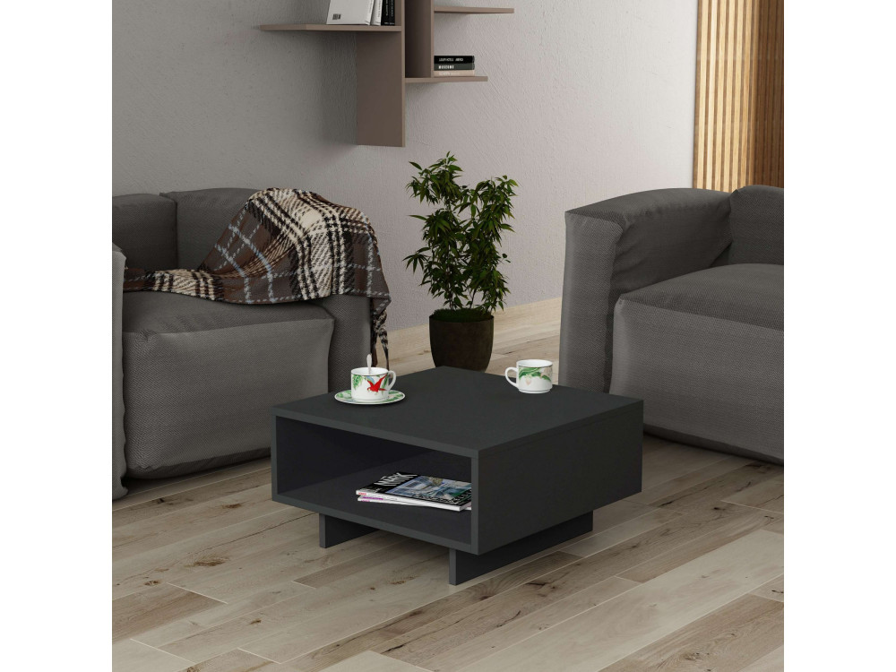 Mesa baja de madera "Hola" - 60 x 60 x 32 cm - Gris antracita