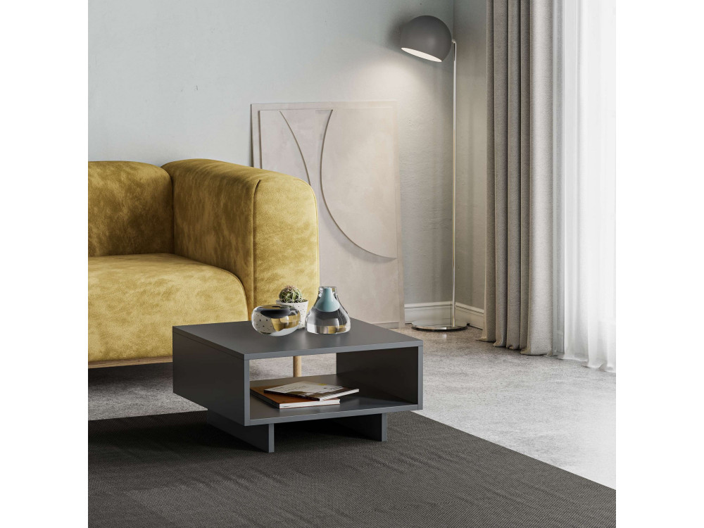 Mesa baja de madera "Hola" - 60 x 60 x 32 cm - Gris antracita