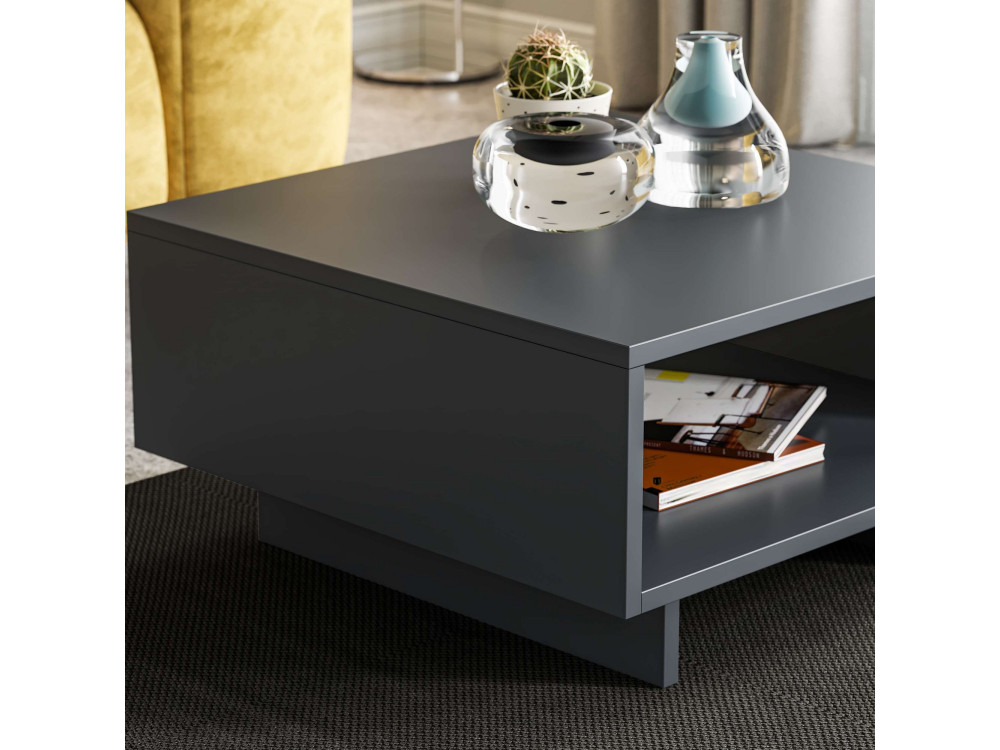 Mesa baja de madera "Hola" - 60 x 60 x 32 cm - Gris antracita