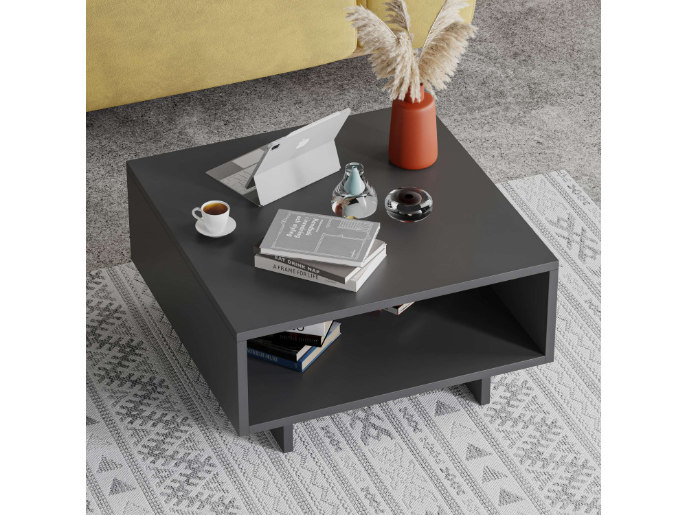 Mesa baja de madera "Hola" - 60 x 60 x 32 cm - Gris antracita