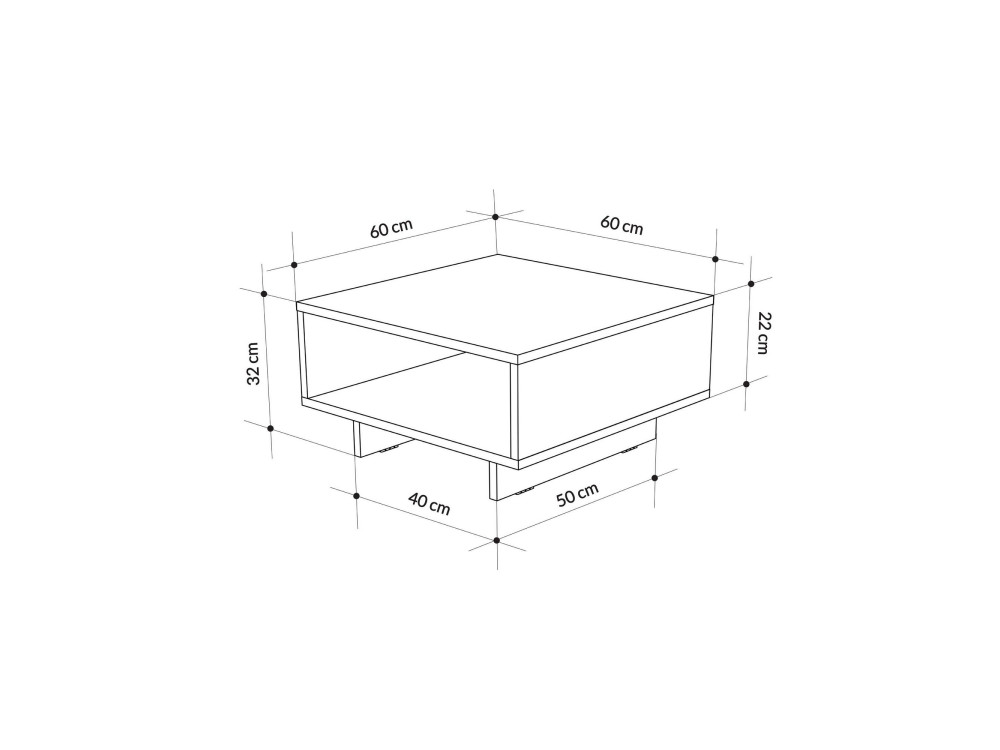 Mesa baja de madera "Hola" - 60 x 60 x 32 cm - Gris antracita