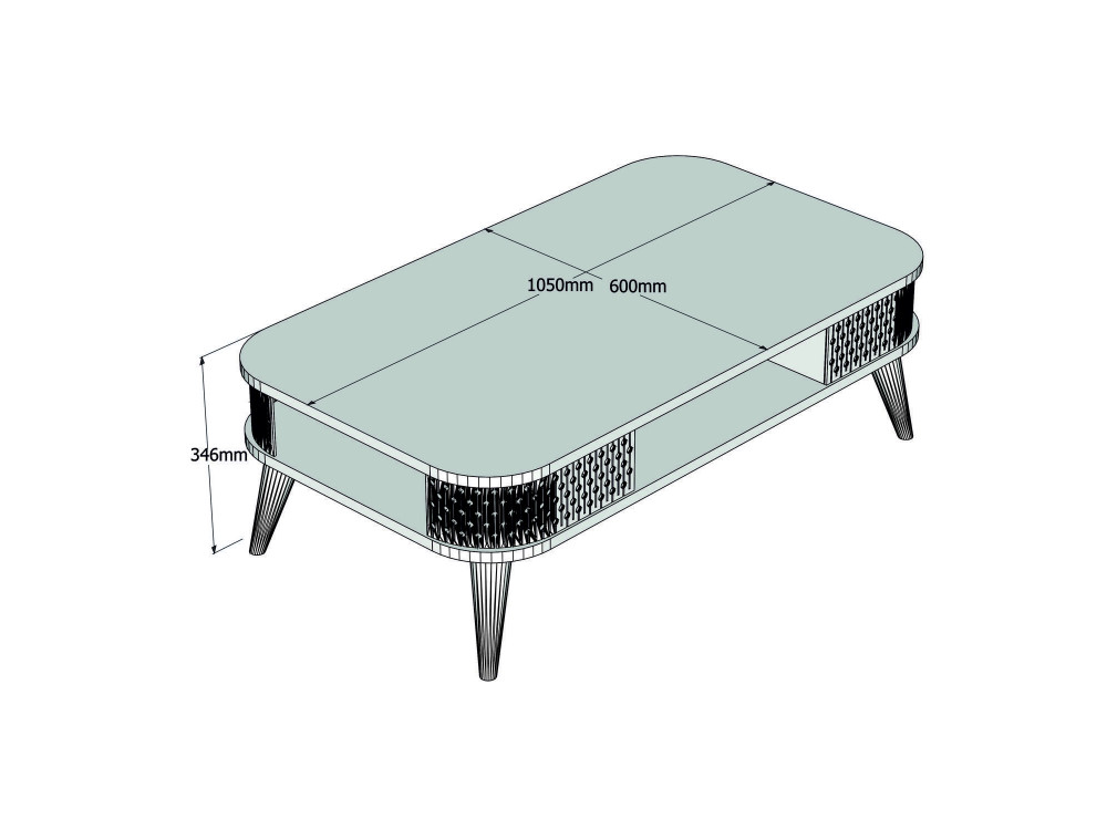 Mesa baja de madera "Eylül" - 105 x 60 x 34 cm - Crema