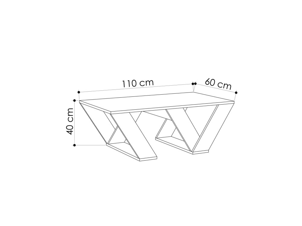 Mesa baja de madera "Pipra" - 110 x 60 x 40 cm - Blanco