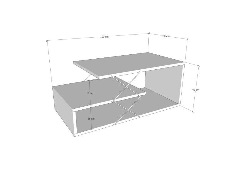 Mesa baja de madera "Cayenne" - 100 x 50 x 40 cm - Blanco
