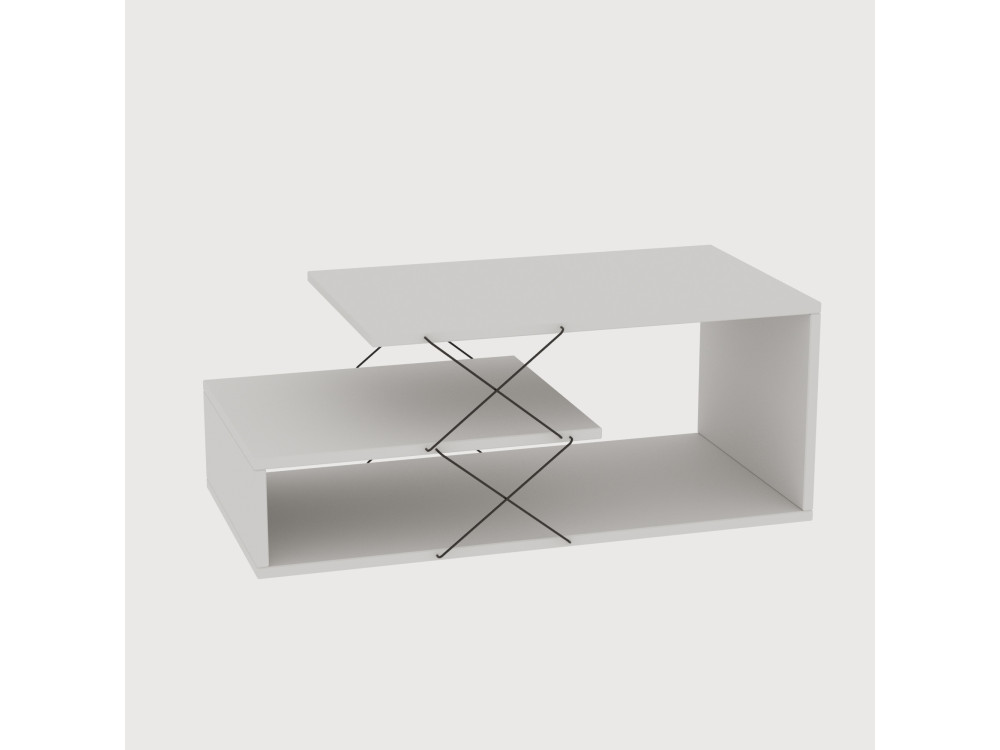Mesa baja de madera "Cayenne" - 100 x 50 x 40 cm - Blanco