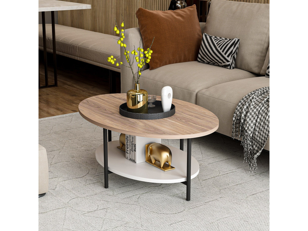 Mesa baja de madera "Elis" - 90 x 60 x 36 cm - WhiteOak