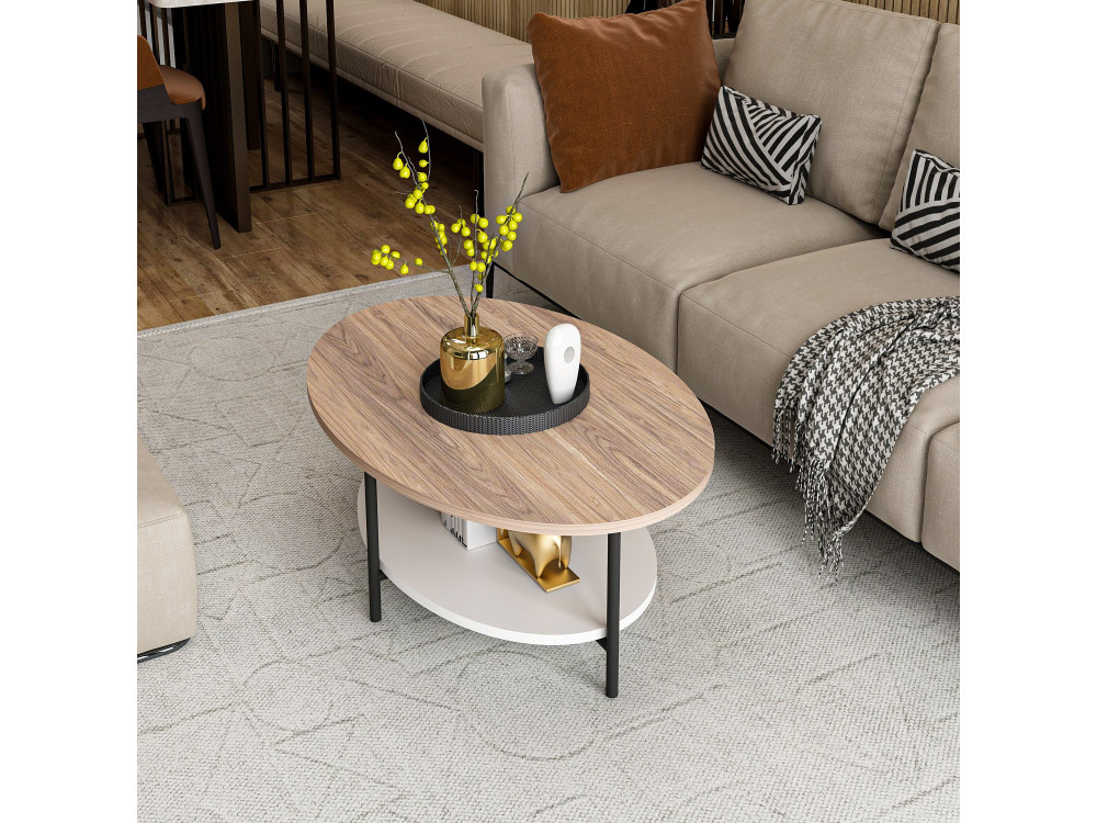 Mesa baja de madera "Elis" - 90 x 60 x 36 cm - WhiteOak
