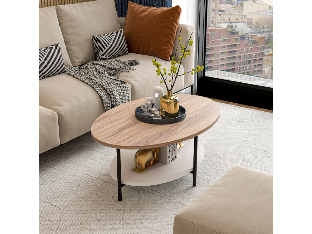 Mesa baja de madera "Elis" - 90 x 60 x 36 cm - WhiteOak
