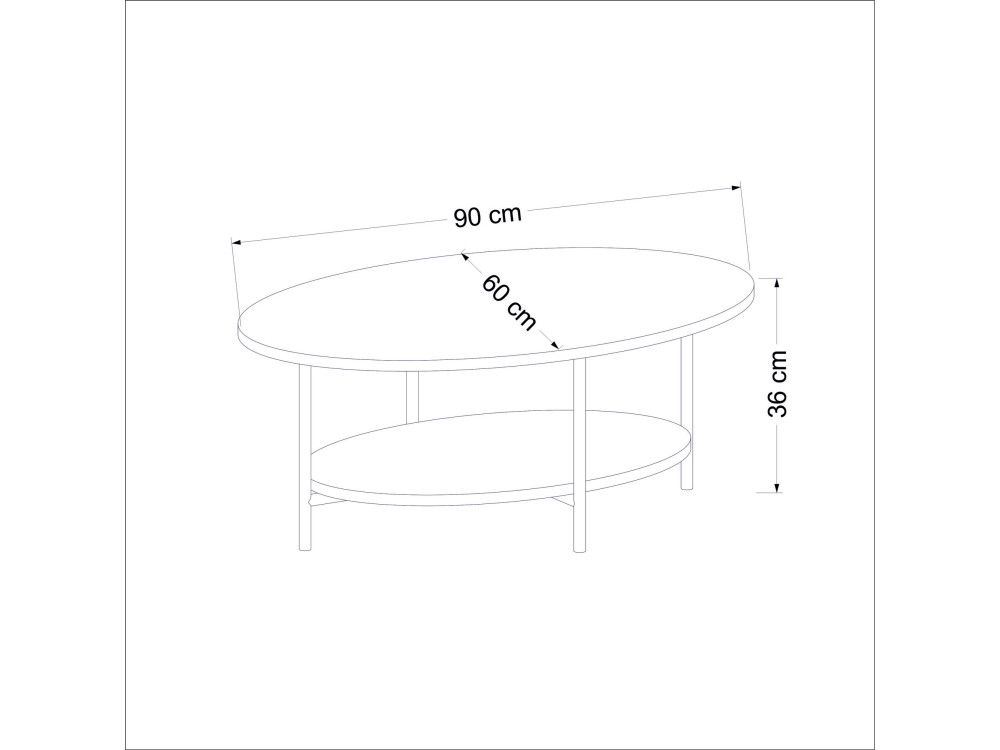 Mesa baja de madera "Elis" - 90 x 60 x 36 cm - WhiteOak