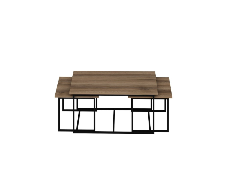 Mesa nido de madera "Levada" (3 piezas) - 90 x 60 x 42 cm - Nogal