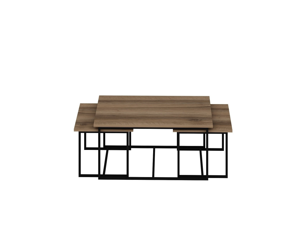 Mesa nido de madera "Levada" (3 piezas) - 90 x 60 x 42 cm - Nogal
