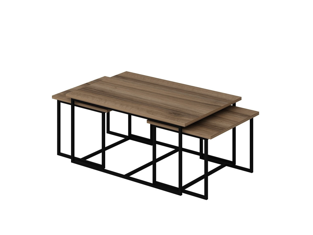 Mesa nido de madera "Levada" (3 piezas) - 90 x 60 x 42 cm - Nogal