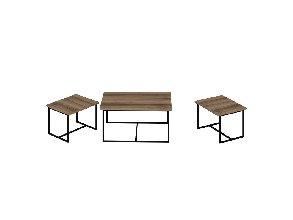 Mesa nido de madera "Levada" (3 piezas) - 90 x 60 x 42 cm - Nogal