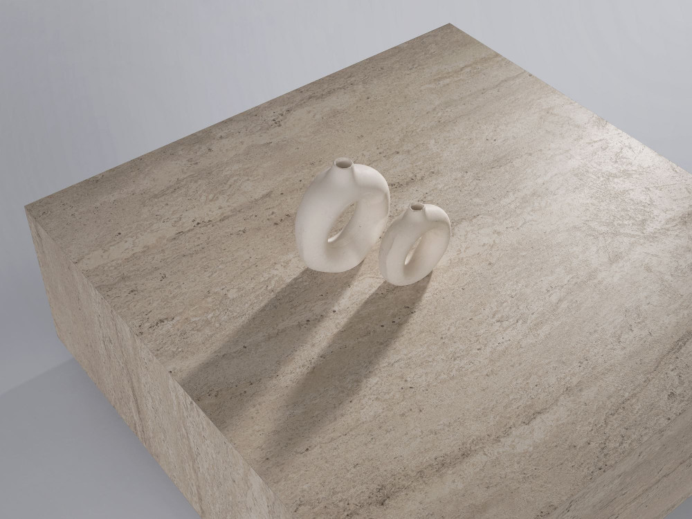 Mesa baja de madera "Lizbon" - 90 x 90 x 35 cm - Travertino