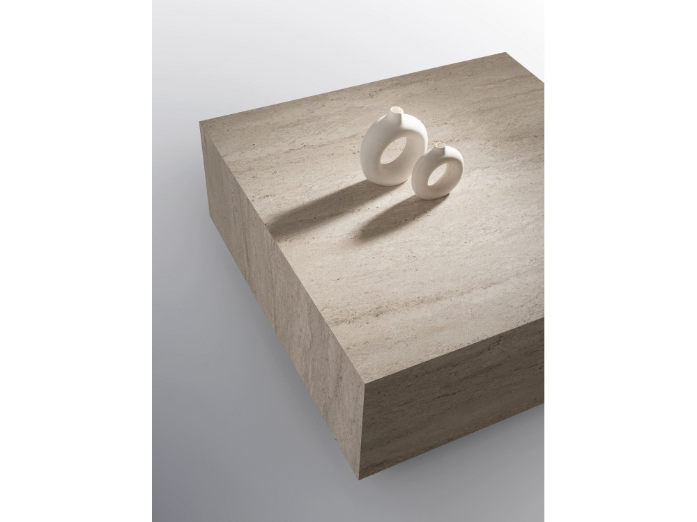 Mesa baja de madera "Lizbon" - 90 x 90 x 35 cm - Travertino