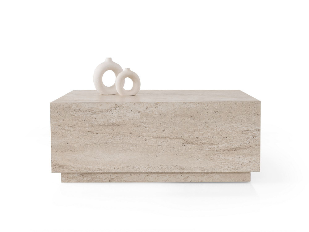 Mesa baja de madera "Lizbon" - 90 x 90 x 35 cm - Travertino