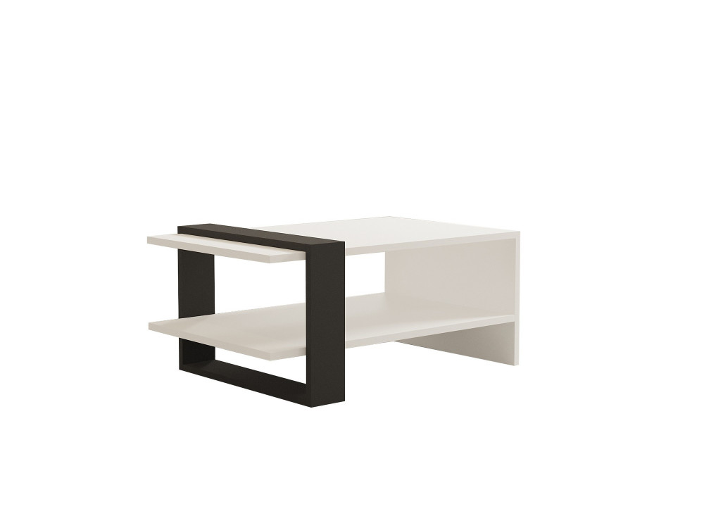 Mesa baja de madera "Funda" - 80 x 55 x 35 cm - AntracitaBlanco