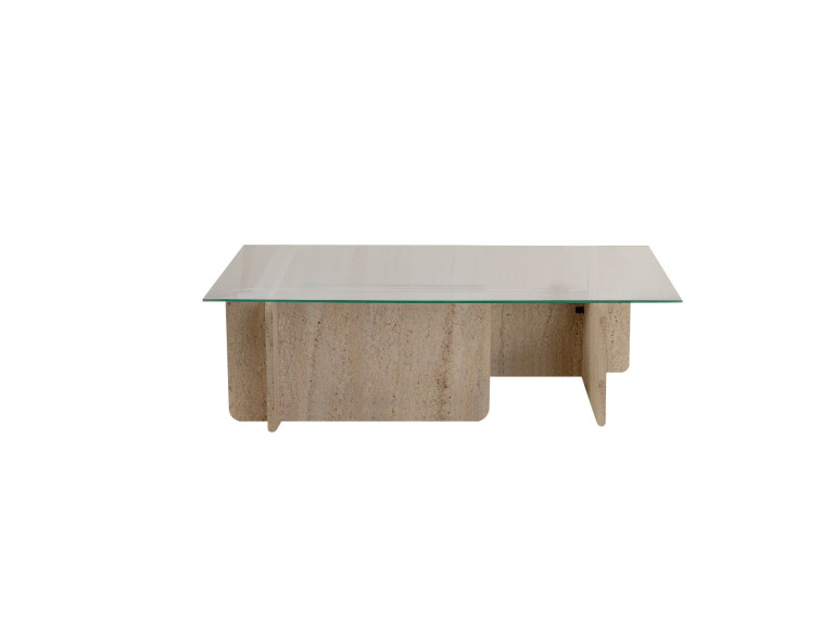 Mesa baja de madera "Flavio" - 105 x 65 x 30 cm - Travertino
